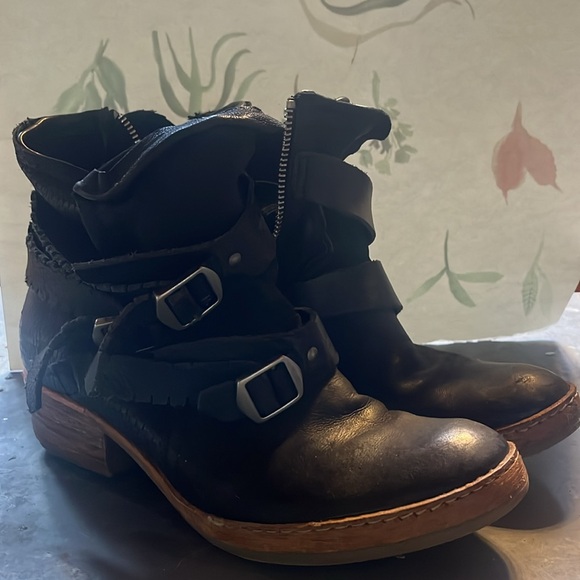 A.S.98, size 39 (us 9) black leather ankle boots - Picture 3 of 7